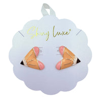 Teacher Themed Heart Shaped Pencil Post Earrings (1x1in)