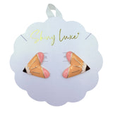 Teacher Themed Heart Shaped Pencil Post Earrings (1x1in)