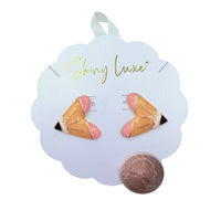 Teacher Themed Heart Shaped Pencil Post Earrings (1x1in)