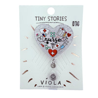 Nurse Themed Heart Shaped Retractable ID Holder (2x3.5in)