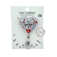 Nurse Themed Heart Shaped Retractable ID Holder (2x3.5in)