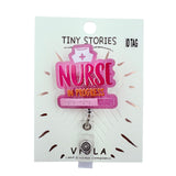 Nurse In Progress Pink Glitter Retractable ID Holder (1.75x4in)