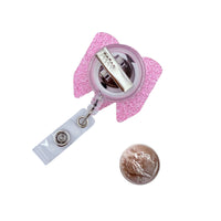 Teacher Life Pink Glitter Retractable ID Holder (1.75x3.5in)