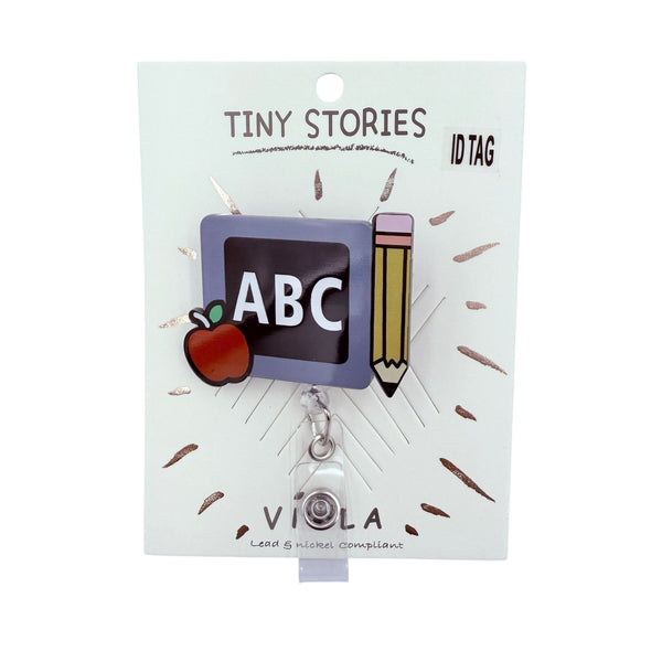 ABC Teacher Themed Retractable ID Holder (2x3.5in)