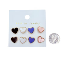 Heart Stud Earring 4 Pair Set (0.5x0.5in)