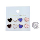 Heart Stud Earring 4 Pair Set (0.5x0.5in)