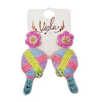 Pickleball Seed Bead Earrings (1.25x2.5in)
