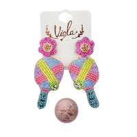 Pickleball Seed Bead Earrings (1.25x2.5in)