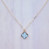Single Clover In Lay Gold Plated Necklace in 6 Colors (17+3in)