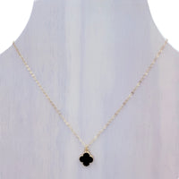Single Clover In Lay Gold Plated Necklace in 6 Colors (17+3in)