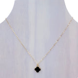 Single Clover In Lay Gold Plated Necklace in 6 Colors (17+3in)