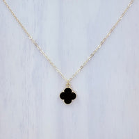 Single Clover In Lay Gold Plated Necklace in 6 Colors (17+3in)