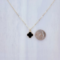 Single Clover In Lay Gold Plated Necklace in 6 Colors (17+3in)
