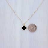 Single Clover In Lay Gold Plated Necklace in 6 Colors (17+3in)