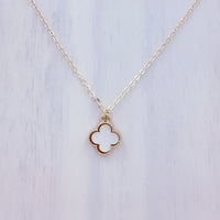 Single Clover In Lay Gold Plated Necklace in 6 Colors (17+3in)