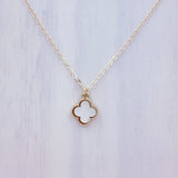 Single Clover In Lay Gold Plated Necklace in 6 Colors (17+3in)