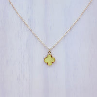 Single Clover In Lay Gold Plated Necklace in 6 Colors (17+3in)