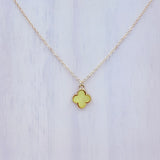 Single Clover In Lay Gold Plated Necklace in 6 Colors (17+3in)