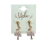 Ballet Dancer Pearl Dangle Earrings (0.6x1.5in)