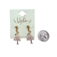 Ballet Dancer Pearl Dangle Earrings (0.6x1.5in)