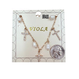 Mother of Pearl Multi-Cross Charm Paperclip Bracelet (7+1.5in)