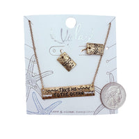 "Take Me To The Ocean" Beach Themed Necklace & Earring Set - 2 Colors (16+3in)