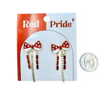 School Pride Bow Tassel Dangle Earrings - 4 Colors Available (0.9x2in)