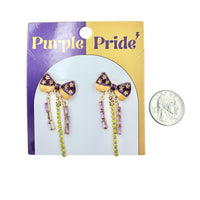 School Pride Bow Tassel Dangle Earrings - 4 Colors Available (0.9x2in)