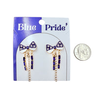 School Pride Bow Tassel Dangle Earrings - 4 Colors Available (0.9x2in)