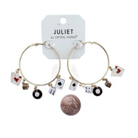 Casino Gambling Themed 8 Ball Dice Ace Hoop Earrings (2x2.6in)