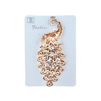 5 Inch Tall Rhinestone Peacock Brooch Pin - Available 6 Colors (2x5in)