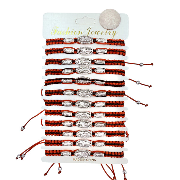 Bulk 12 PCS Red & Black Drawstring Bracelets Guadalupe (BR4-250)