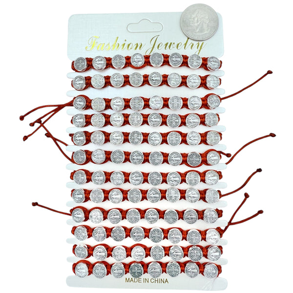 Bulk 12 PCS Red Drawstring Bracelets San Benito (BR4-51RED)