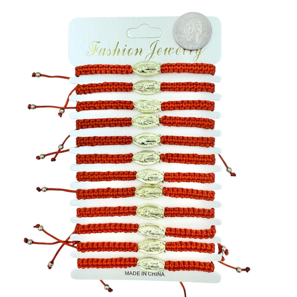 Bulk 12 PCS Red Drawstring Bracelets Guadalupe (BR4-702-1)