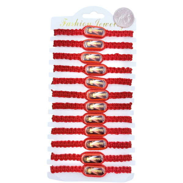Bulk 12 PCS Red Drawstring Bracelets Jesus (BR4-732-5)