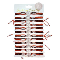 Bulk 12 PCS Red & Black Drawstring Bracelets San Benito (BR4-253)
