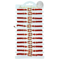 Bulk 12 PCS Red Drawstring Bracelets San Benito (BR4-714-2)