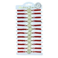 Bulk 12 PCS Red Drawstring Bracelets San Benito (BR4-723-2)