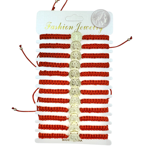 Bulk 12 PCS Red Drawstring Bracelets San Benito (BR4-701-1)