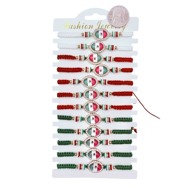 Bulk 12 PCS Drawstring Bracelets Mexican Flag Themed (BR4-731)