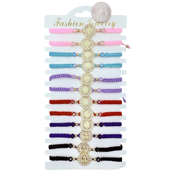 Bulk 12 PCS Multi-Color Drawstring Bracelets San Benito (BR4-723-1)
