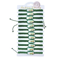 Bulk 12 PCS Green Drawstring Bracelets Saint Jude (BR4-732-1)