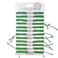 Bulk 12 PCS Green Drawstring Bracelets Saint Jude in Silver or Gold (BR4-703)