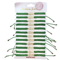 Bulk 12 PCS Green Drawstring Bracelets Saint Jude in Silver or Gold (BR4-703)