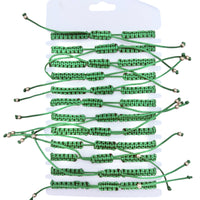 Bulk 12 PCS Green Drawstring Bracelets Saint Jude in Silver or Gold (BR4-703)