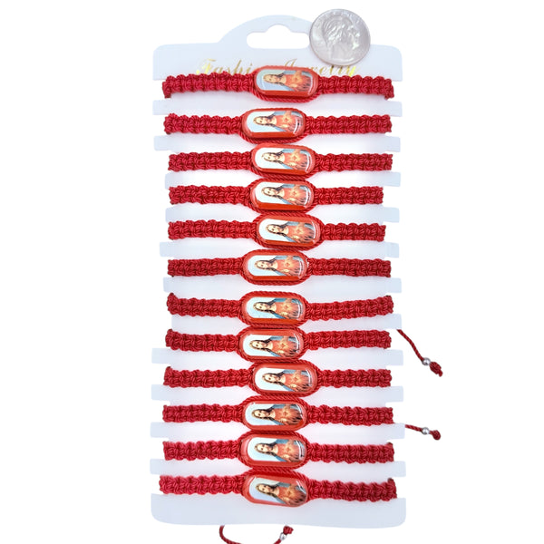 Bulk 12 PCS Red Drawstring Bracelets Jesus (BR4-732-4)