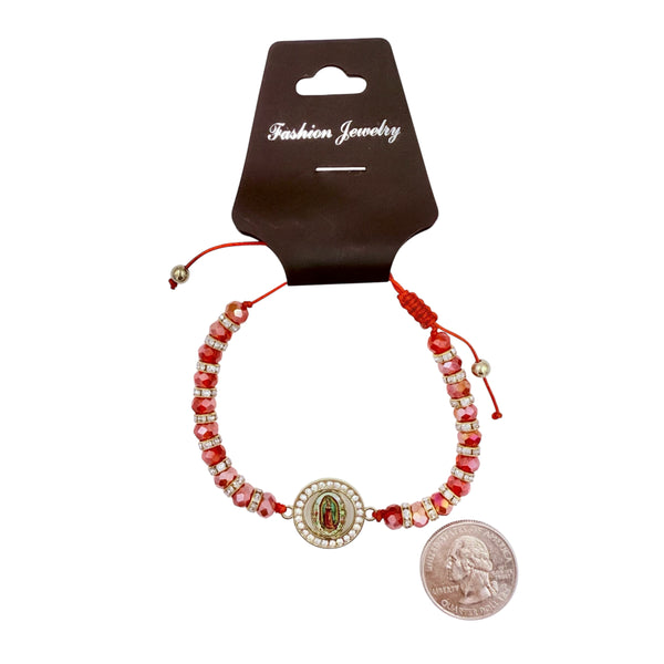Bulk 12 PCS Red Drawstring Bracelets Guadalupe (BR4-625)