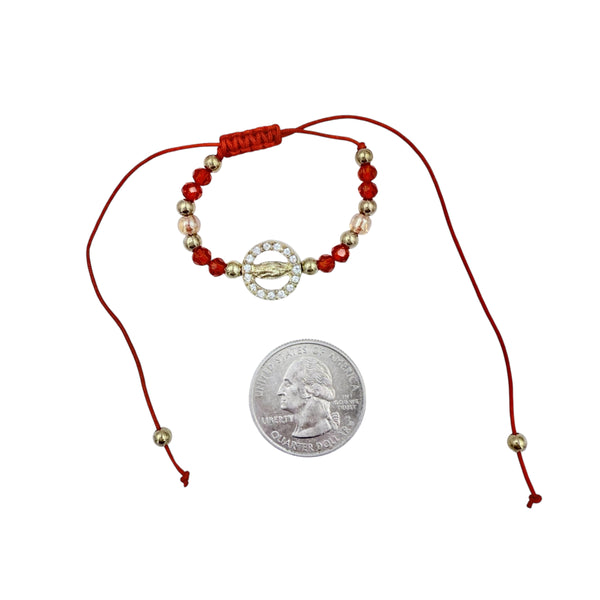 Bulk 12 PCS Kid's Size Red Drawstring Bracelets Guadalupe (BR4-649)