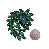 Peacock Train Shaped Rhinestone Burst Brooch Pin - 14 Colors (06233)(2.25x2.5in)