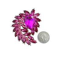 Peacock Train Shaped Rhinestone Burst Brooch Pin - 14 Colors (06233)(2.25x2.5in)
